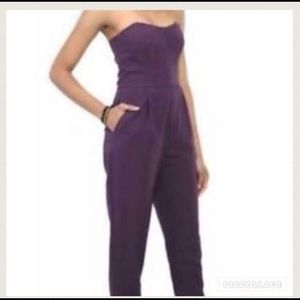 Rachel Roy eggplant cold shoulder jumpsuit